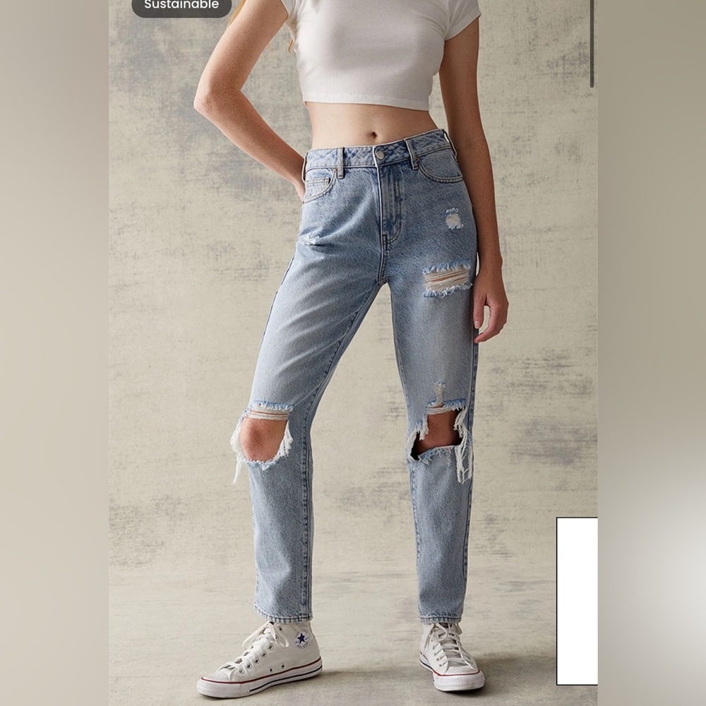 PacSun Eco Light Blue Distressed Mom Jeans